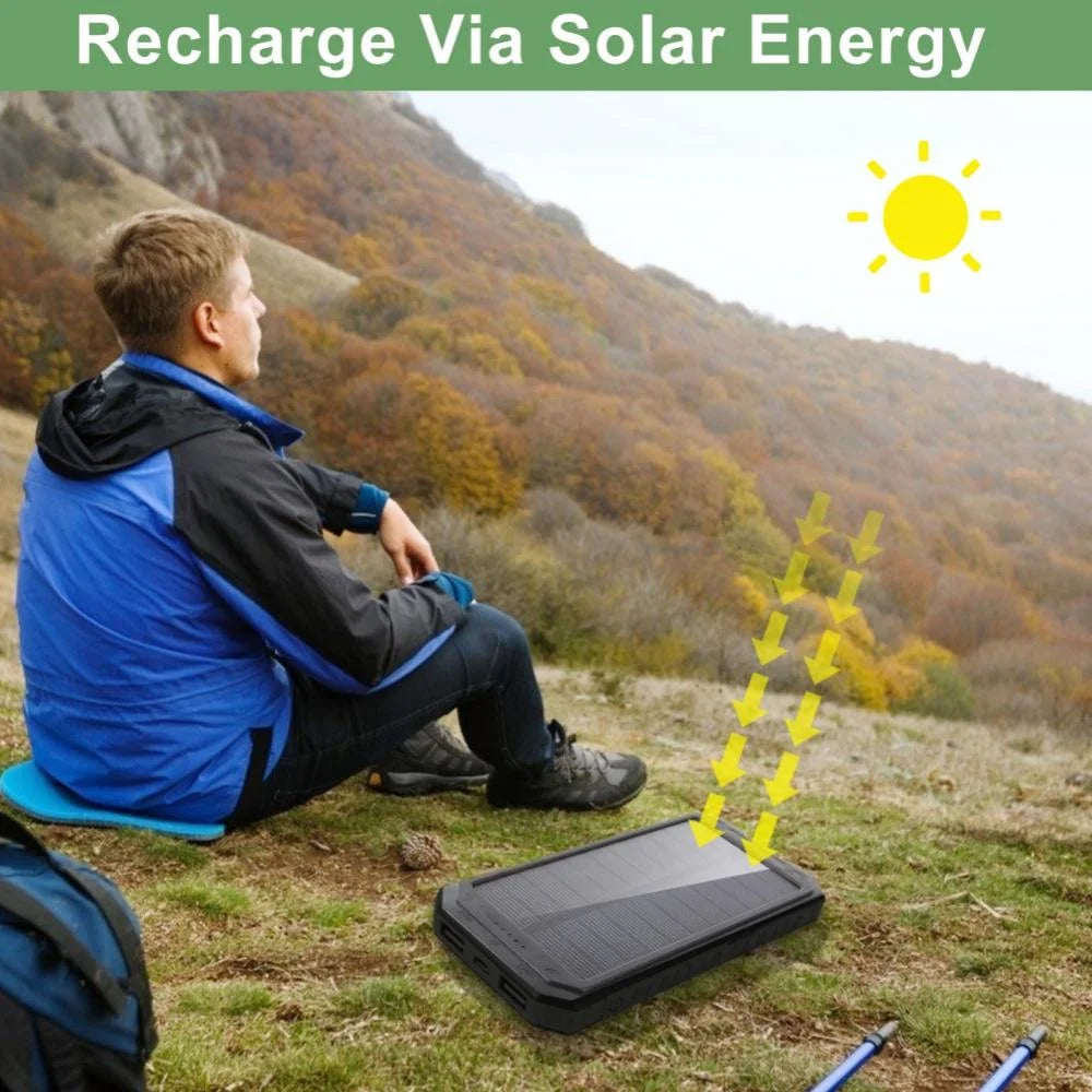 Waterproof 60000Mah Dual USB Portable Solar Battery Charger Solar Power Bank for Iphone, Mobile Cell Phone