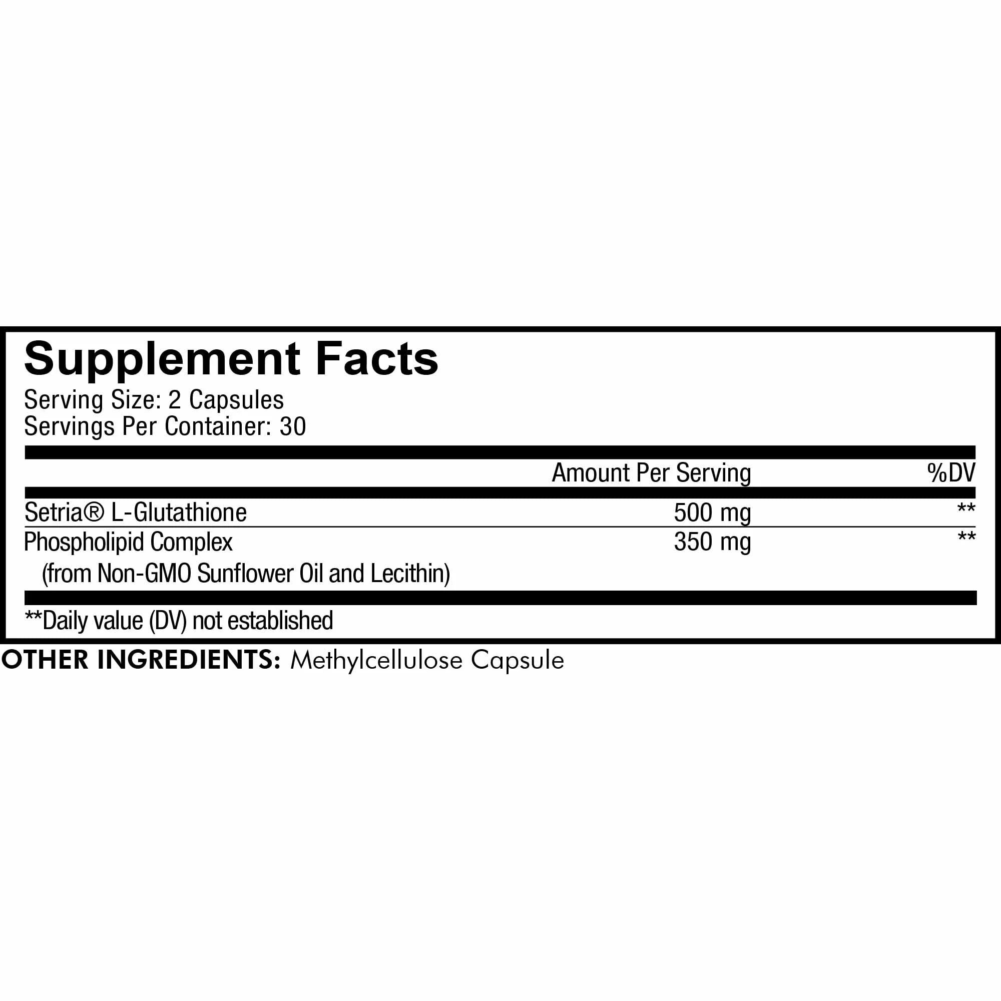 Liposomal Glutathione, Setria® L Glutathione Capsules, Phospholipid Complex, Vegan, Non-Gmo, 60 Ct