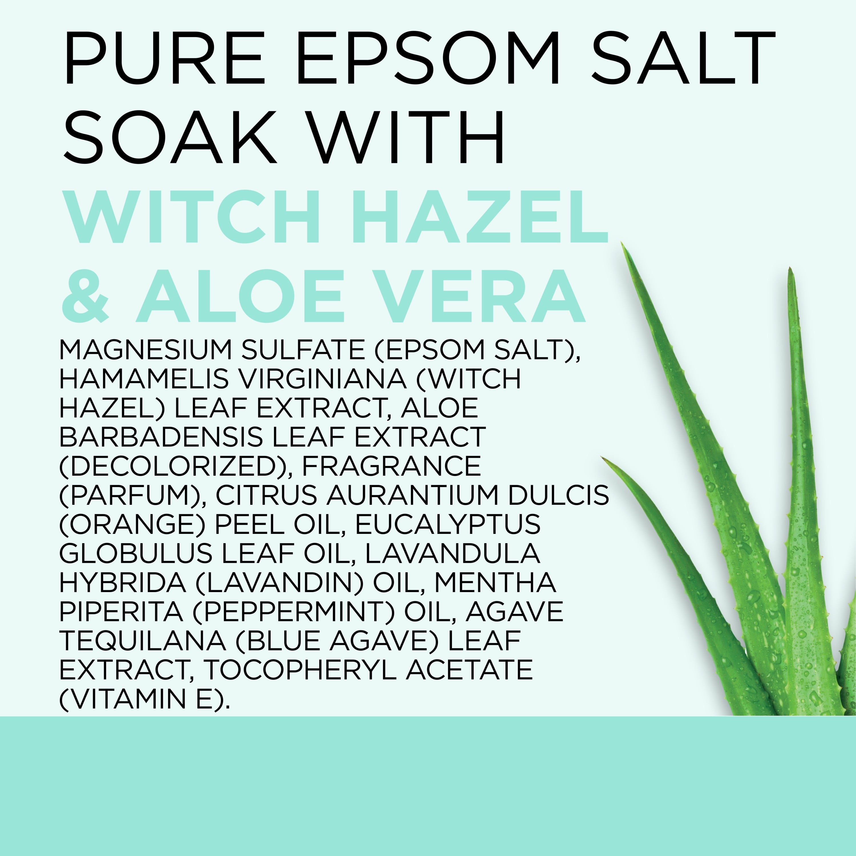 Pure Epsom Salt Soak, Clarify & Smooth with Witch Hazel & Aloe Vera, 3 Lbs