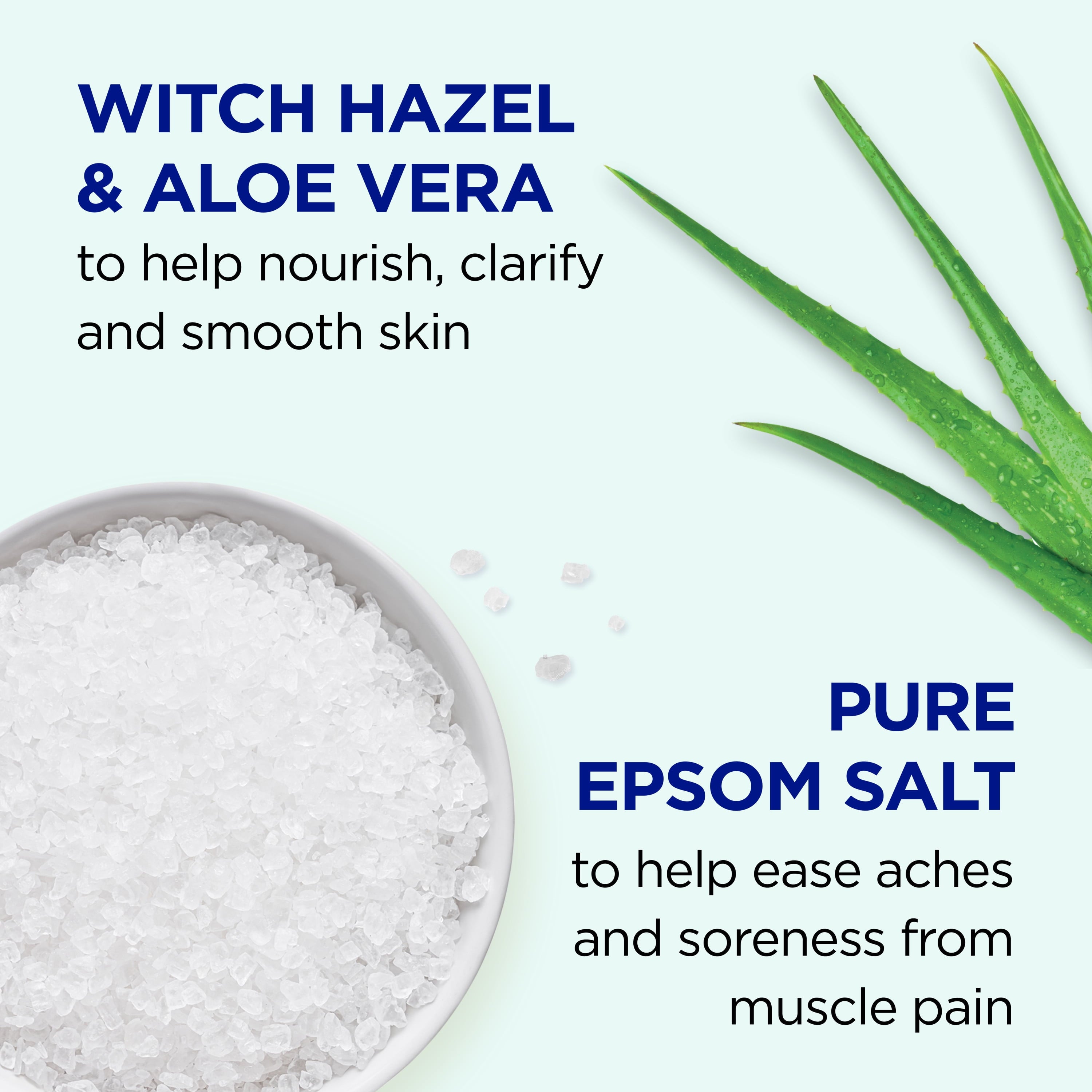 Pure Epsom Salt Soak, Clarify & Smooth with Witch Hazel & Aloe Vera, 3 Lbs