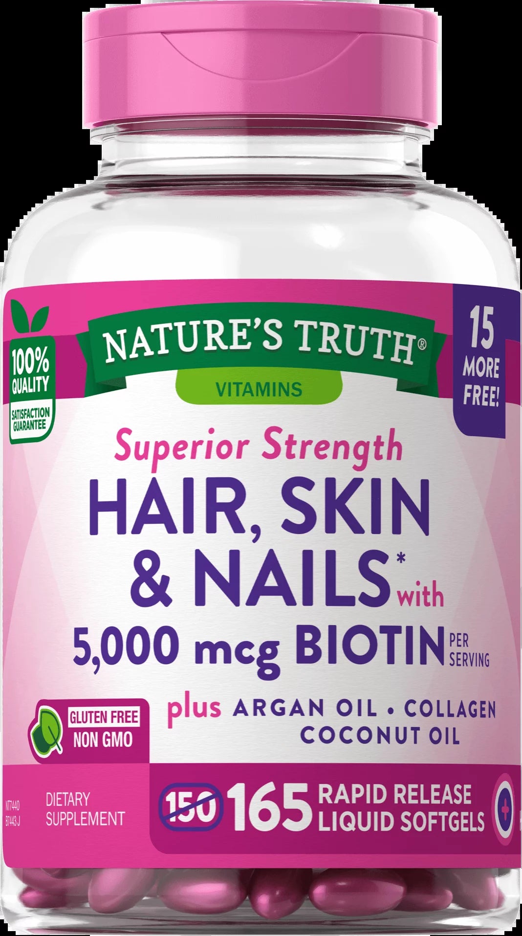 Hair Skin & Nails Lactose Free Biotin Non-Gmo 500Mcg, 165Ct