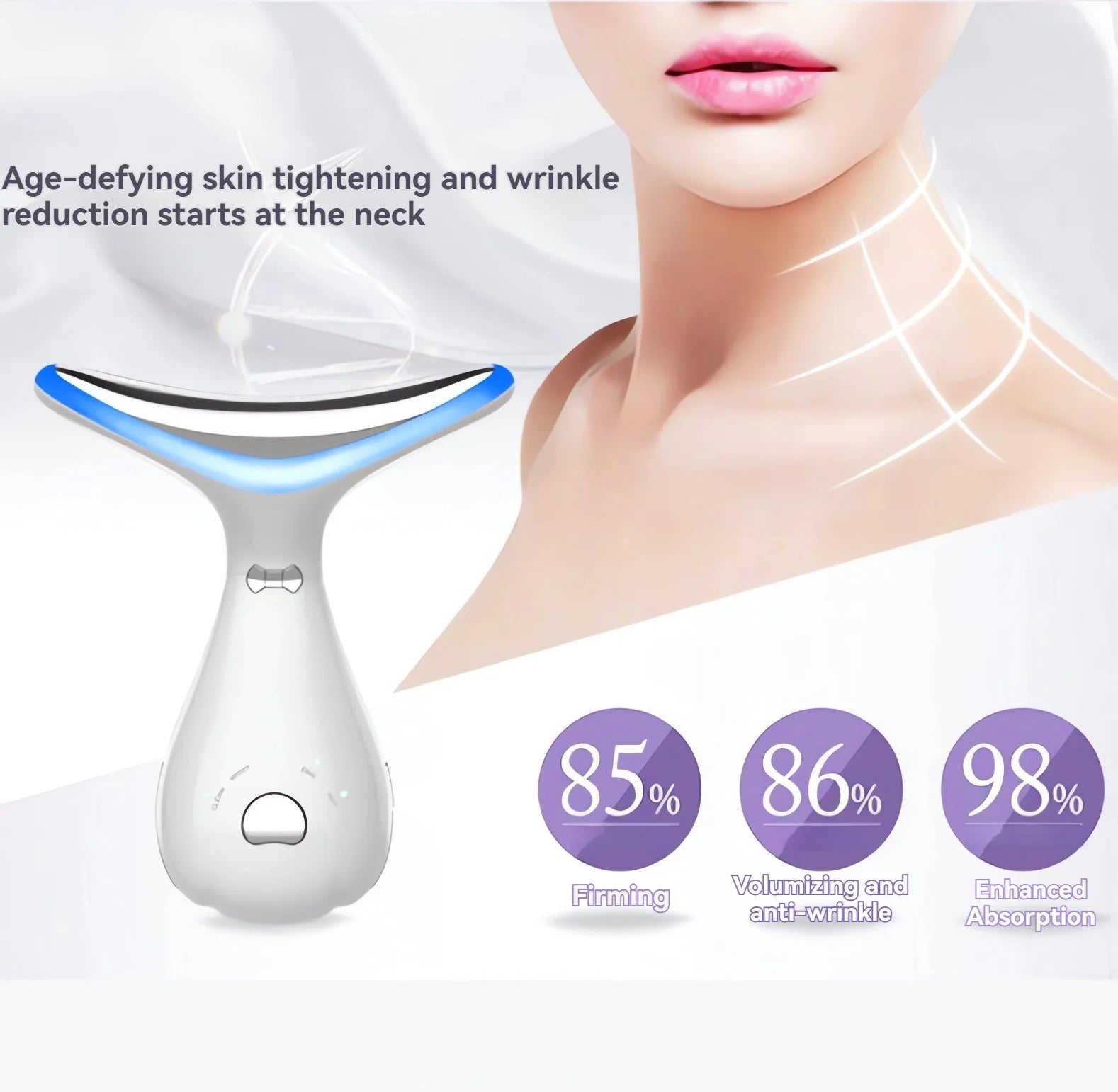 Neck Face Beauty Device, Skin Care Facial Massager, 3 in 1 Portable Face Massager for Skin Care, Face Sculpting Tool, Vibration, Thermal, Microcurrent