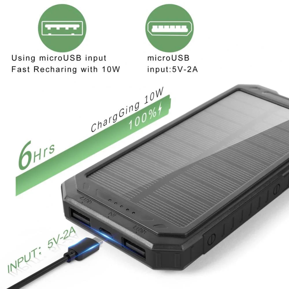 Waterproof 60000Mah Dual USB Portable Solar Battery Charger Solar Power Bank for Iphone, Mobile Cell Phone