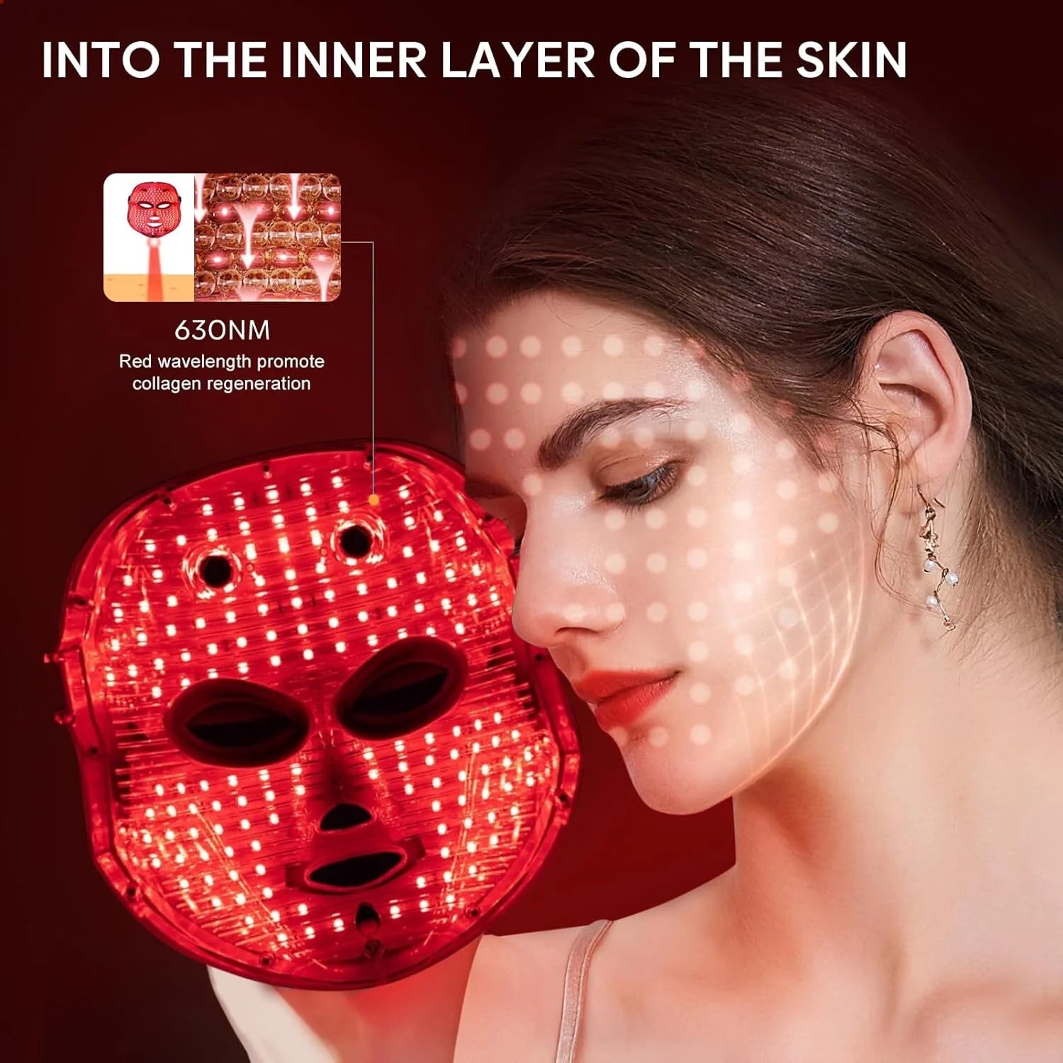 Led Face Mask Light Therapy,  Red Light Therapy for Face, 7 Colors LED Facial Skin Care Mask for Women Skin Care at Home