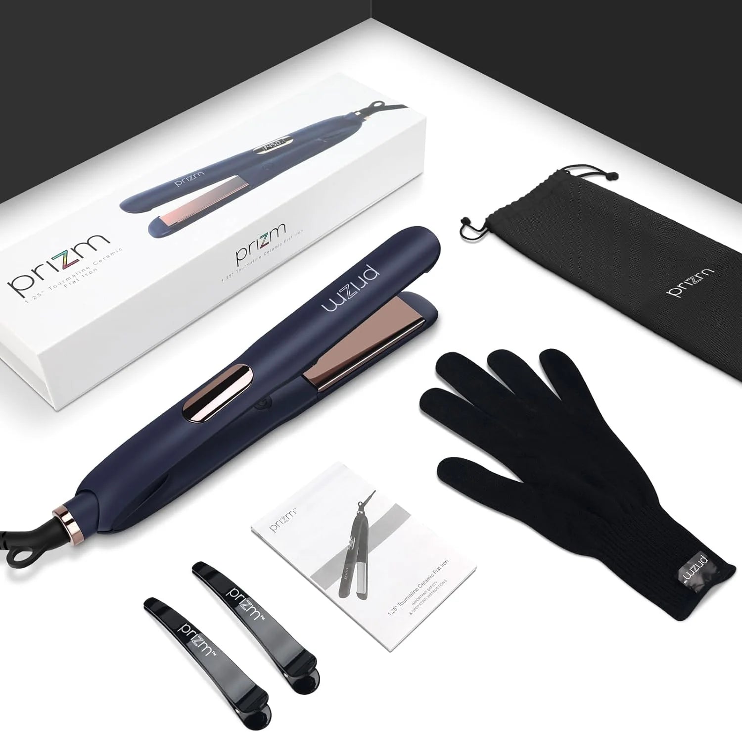 1.25 Hair Straightener & Curler 2 in 1, Tourmaline Ceramic Flat Iron for All Hair Types, Fast Heating, LCD Temp Display, 60 Min Auto Shut Off, Ionic Hair Care