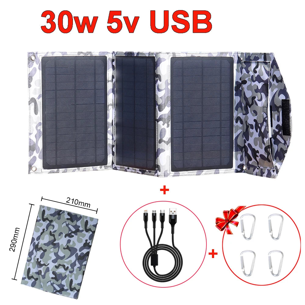 40W Foldable Solar Panel 5V Usb Portable Solar Mobile Phone Charger Power Bank Camping Hiking Backpack Outdoor DHL