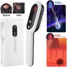 Laser Scalp Massager Comb, Hair Regrowth Brush Electric, Red Blue Light Phototherapy Vibration Hair Regrowth Brush for Hair Regrowth & anti Hair Loss