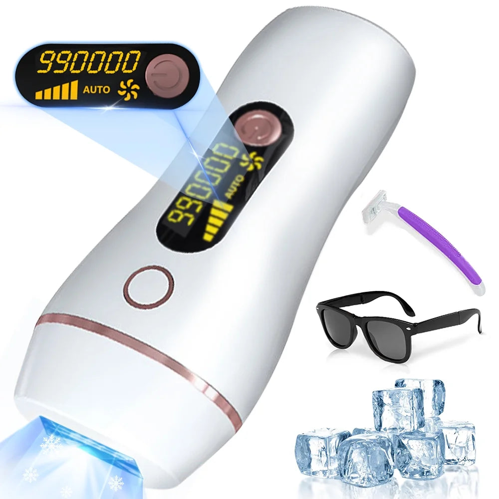 IPL Laser Hair Removal Device, 2-In-1Painless Hair Remover for Women and Men, 5 Modes with Razor & Goggles