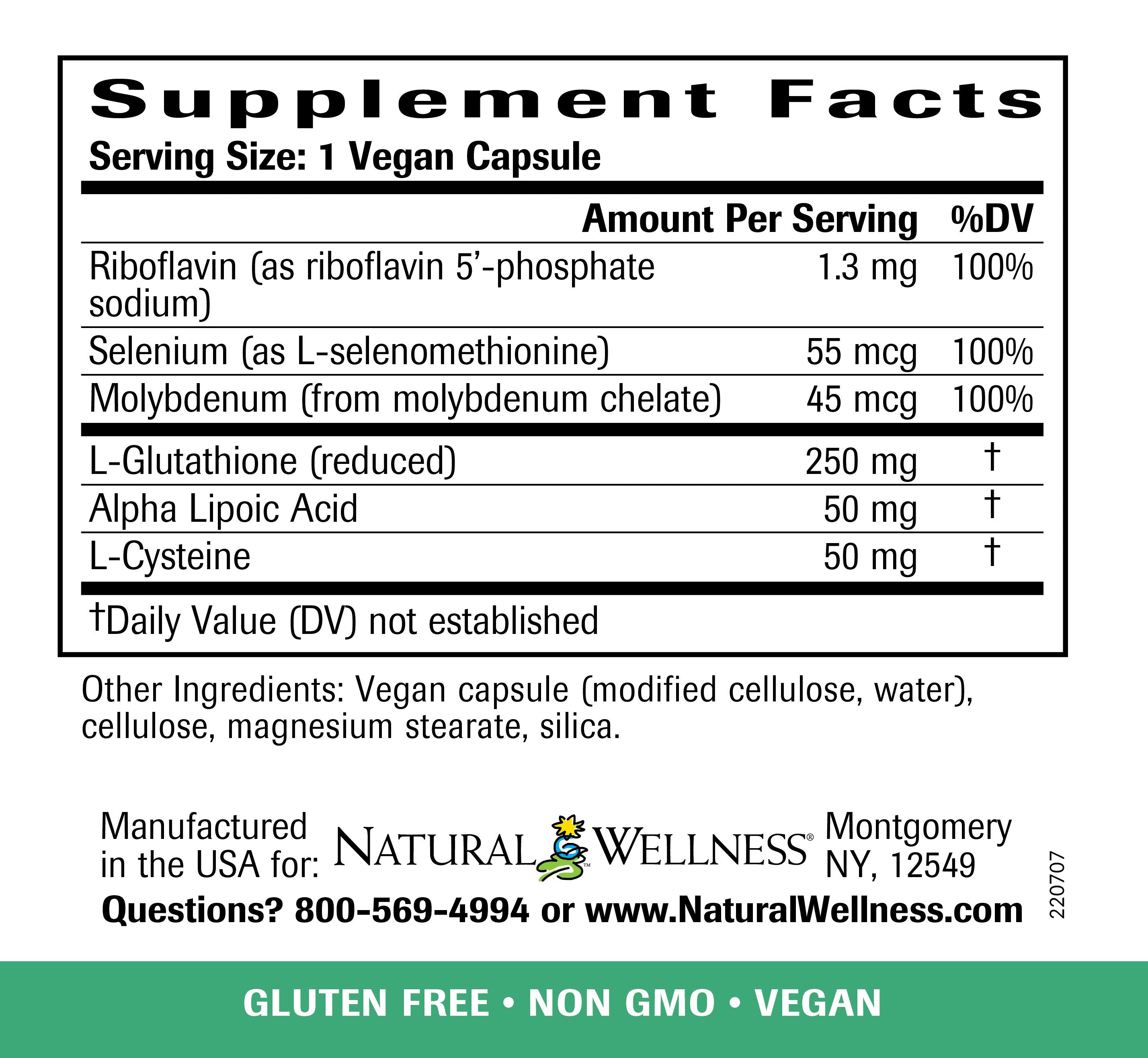 Glutathione Support - Glutathione Support with L-Glutathione and Glutathione Cofactors - Antioxidant, Liver & Immune Support - 60 Vegan Capsules: 30 to 60-Day Supply