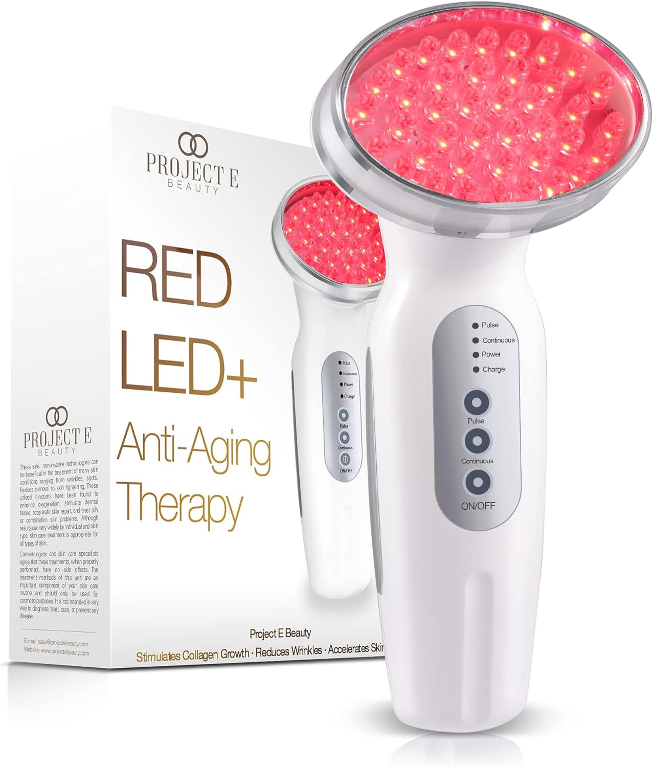 RED LED+ Anti-Aging Therapy by  | Collagen Boosting | Instant Firming and Lifting | Reduces Fine Lines & Wrinkles | Tightens & Tones | Rechargeable & Portable (Red LED Therapy)