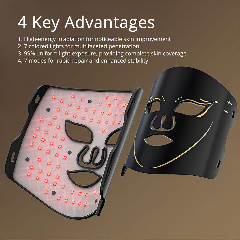 LED Face Mask Red Light Therapy 7 Color Photon Facial Skin Care Beauty Device