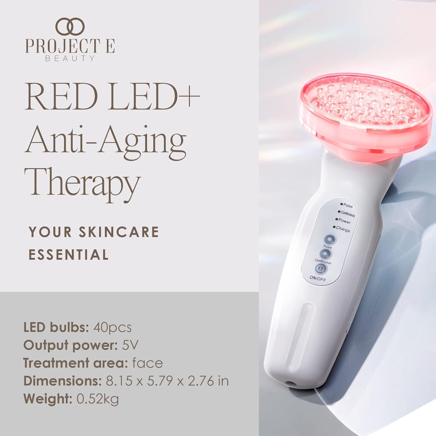 RED LED+ Anti-Aging Therapy by  | Collagen Boosting | Instant Firming and Lifting | Reduces Fine Lines & Wrinkles | Tightens & Tones | Rechargeable & Portable (Red LED Therapy)