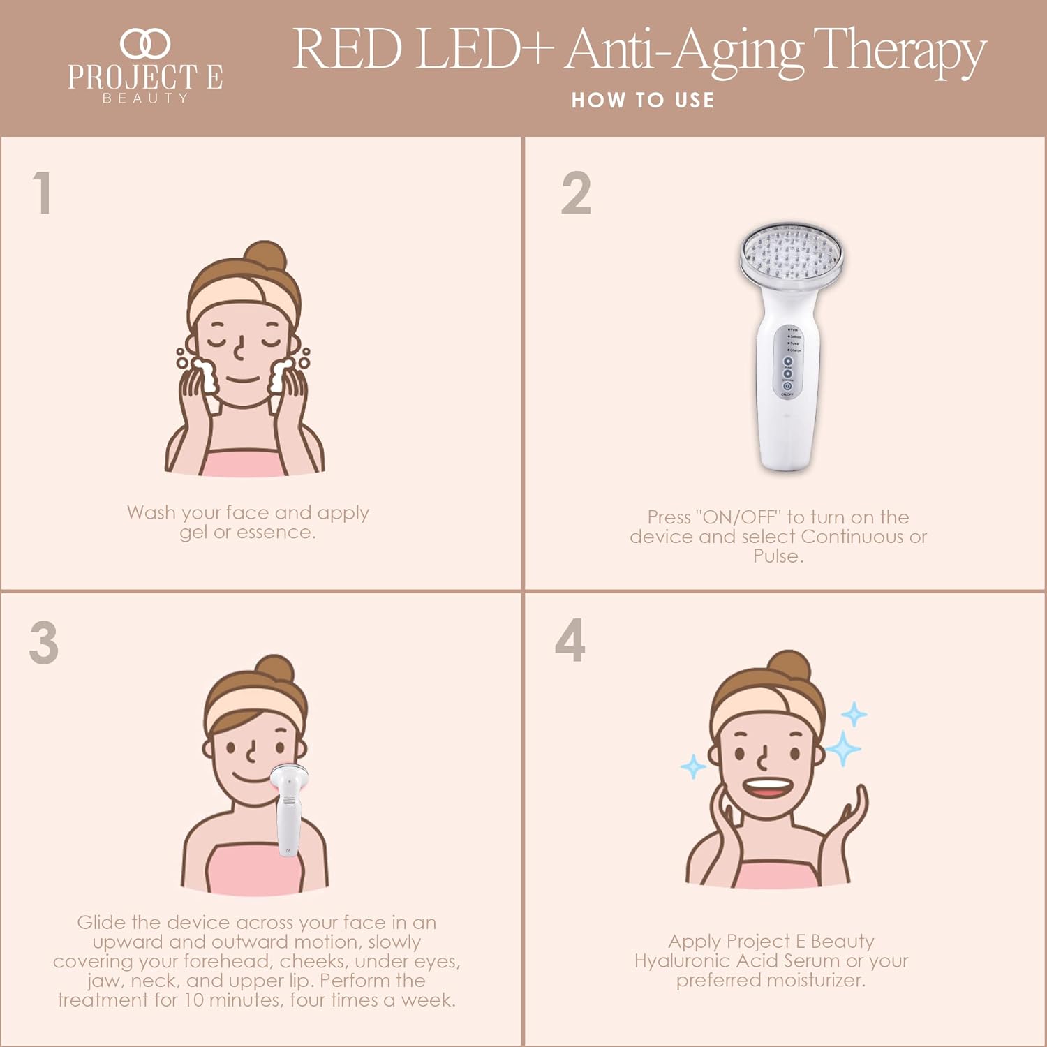 RED LED+ Anti-Aging Therapy by  | Collagen Boosting | Instant Firming and Lifting | Reduces Fine Lines & Wrinkles | Tightens & Tones | Rechargeable & Portable (Red LED Therapy)