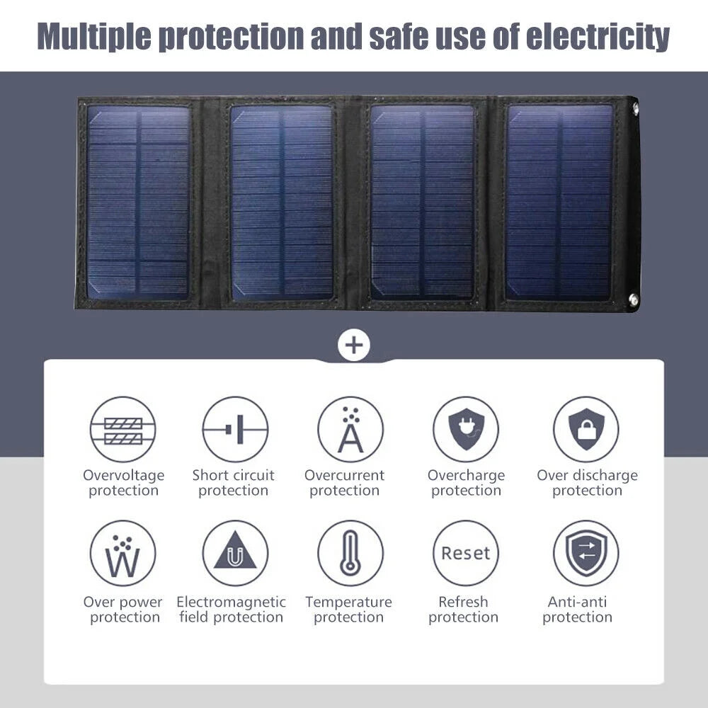 80W Solar Panel, Foldable, for Portable Power Station Generator, Iphone, Ipad, Laptop, USB Port, for Outdoor Camper RV Travel