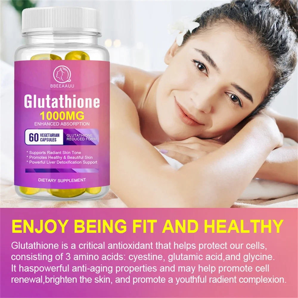 (2 Pack)  1000Mg Glutathione Pills 120 Pcs, Anti-Aging, Anti-Wrinkle, Protect Liver Health & Skin Care Capsules