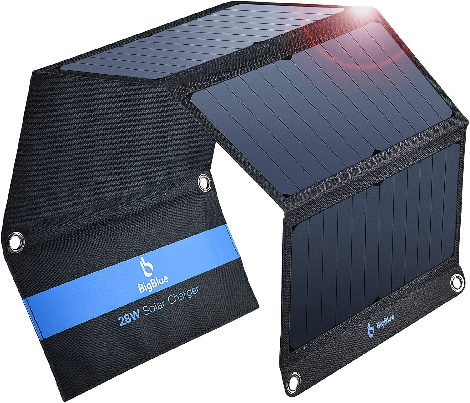 28W Portable Solar Panel Charger, USB Solar Phone Charger with Sunpower Solar Panel for Hiking Camping Emergency Outdoors