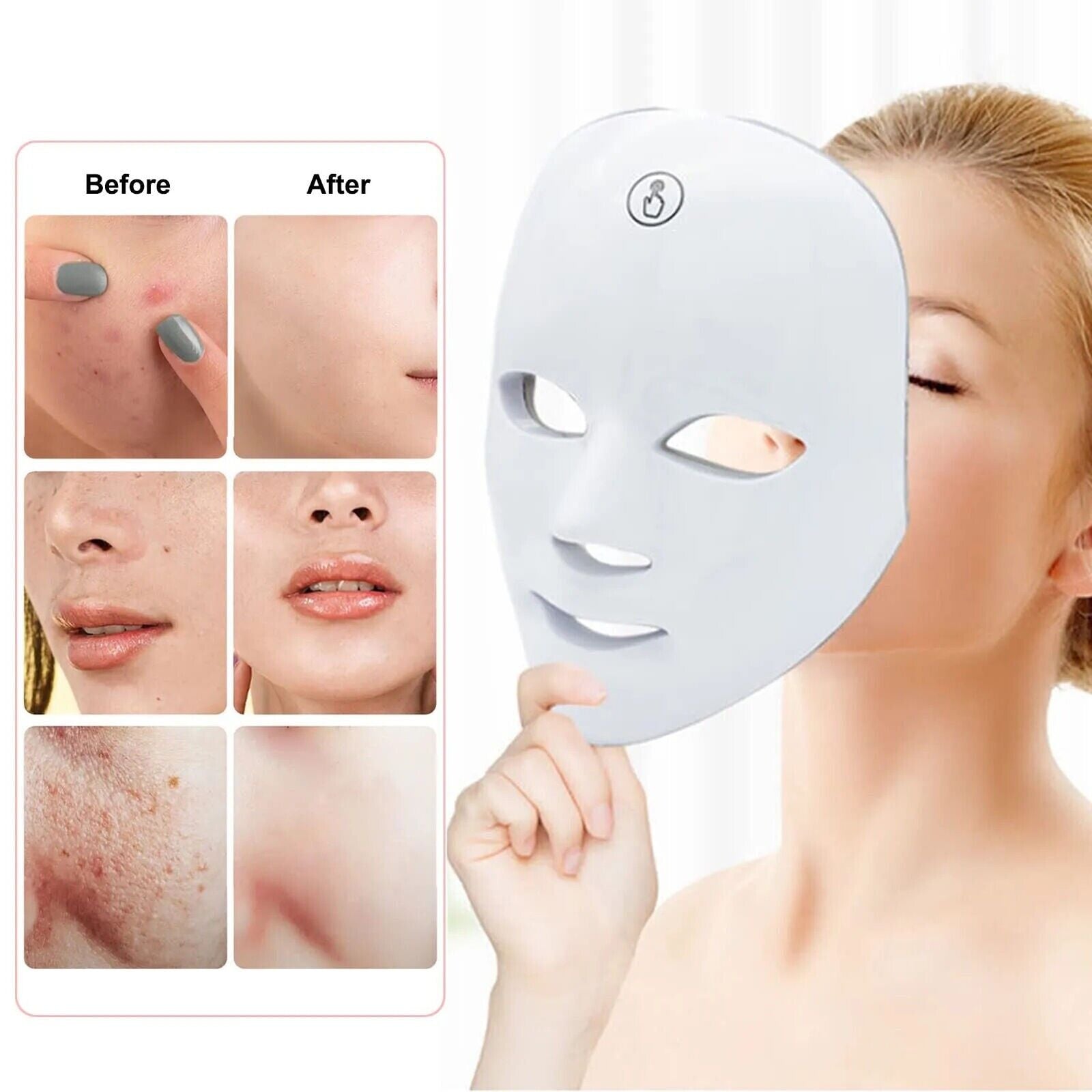 Rechargeable Facial LED Mask 7 Colors LED Photon Therapy Beauty Mask Skin Care