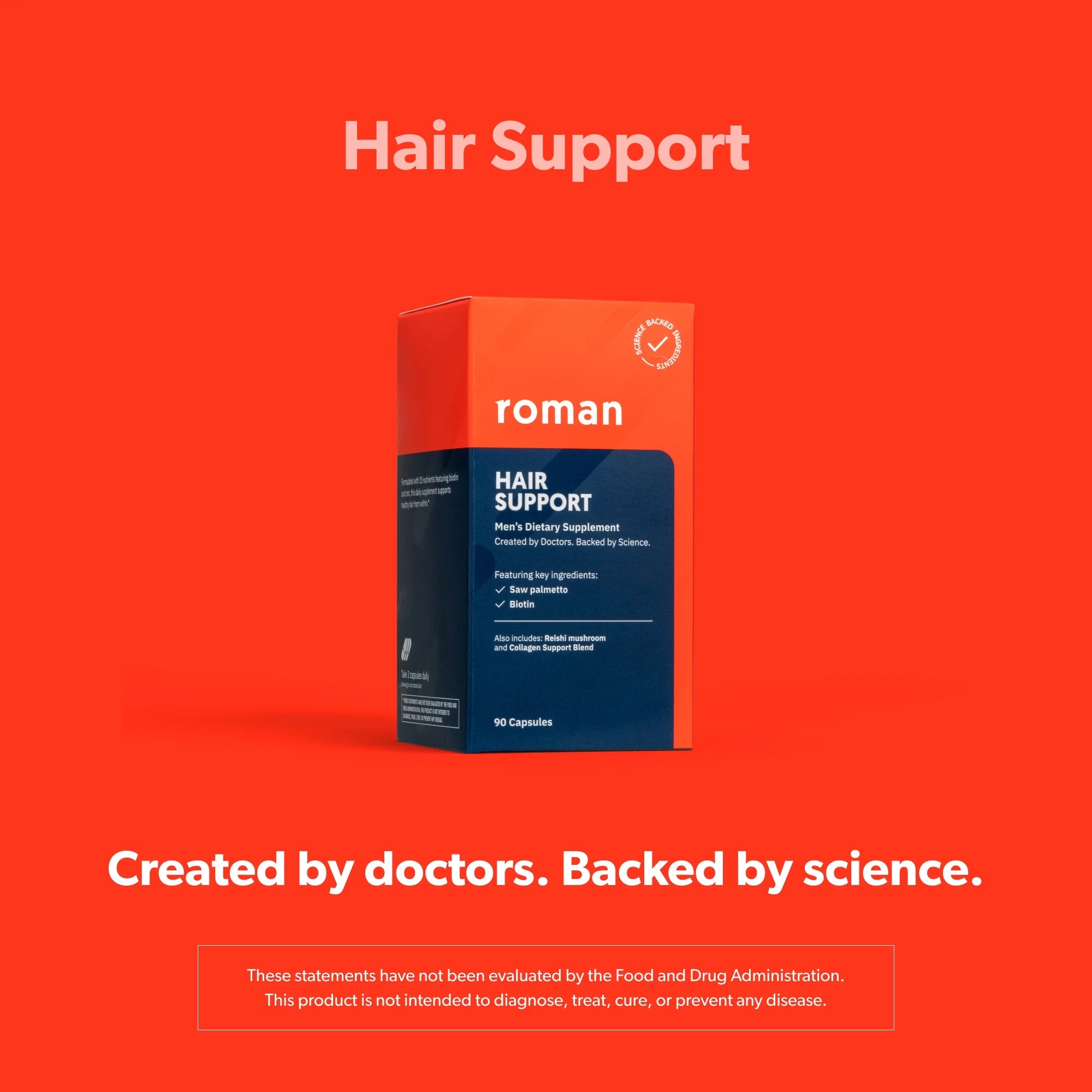 Hair Support Supplement for Men with Biotin to Help Nourish Hair, 90 Capsules