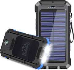 Solar Charger, 30000Mah USB C Portable Solar Power Bank with Dual USB/LED Flashlights, Waterproof External Backup Battery Pack Charger for Cellphone, Tablets and Electronic Device