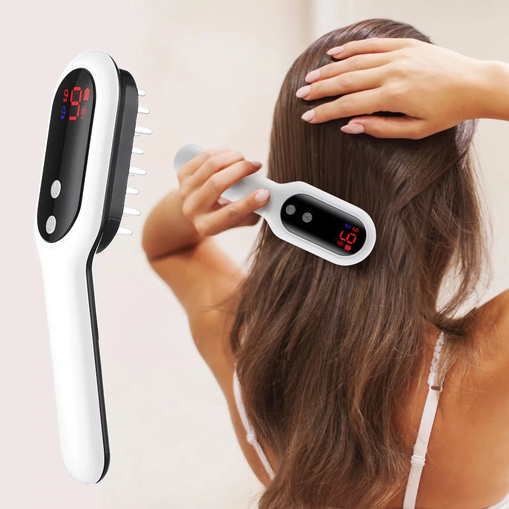 Laser Scalp Massager Comb, Hair Regrowth Brush Electric, Red Blue Light Phototherapy Vibration Hair Regrowth Brush for Hair Regrowth & anti Hair Loss