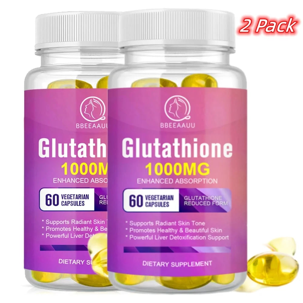 (2 Pack)  1000Mg Glutathione Pills 120 Pcs, Anti-Aging, Anti-Wrinkle, Protect Liver Health & Skin Care Capsules