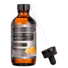 Lemon Oil " 100% Pure Lemon Essential Oil 4 Oz - Made from Real Lemon Peels - Ideal for Aromatherapy Diffuse, Skin Care, Hair Care & for DIY Cleaning Products for Wood "