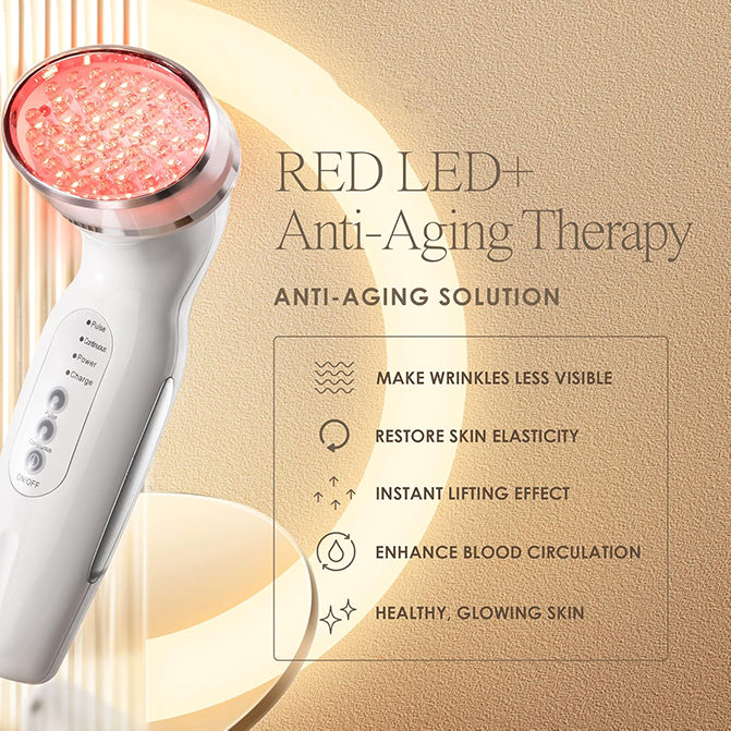 RED LED+ Anti-Aging Therapy by  | Collagen Boosting | Instant Firming and Lifting | Reduces Fine Lines & Wrinkles | Tightens & Tones | Rechargeable & Portable (Red LED Therapy)