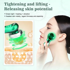 Skin Care Tool, Red Light Therapy for Face, 4-In-1 Facial Wand, Deep Clean, Nourishment, Firming, Eye Skin Care, Multi-Functional Face Tightening Machine for Skin High Frequency Facial Machine, Green