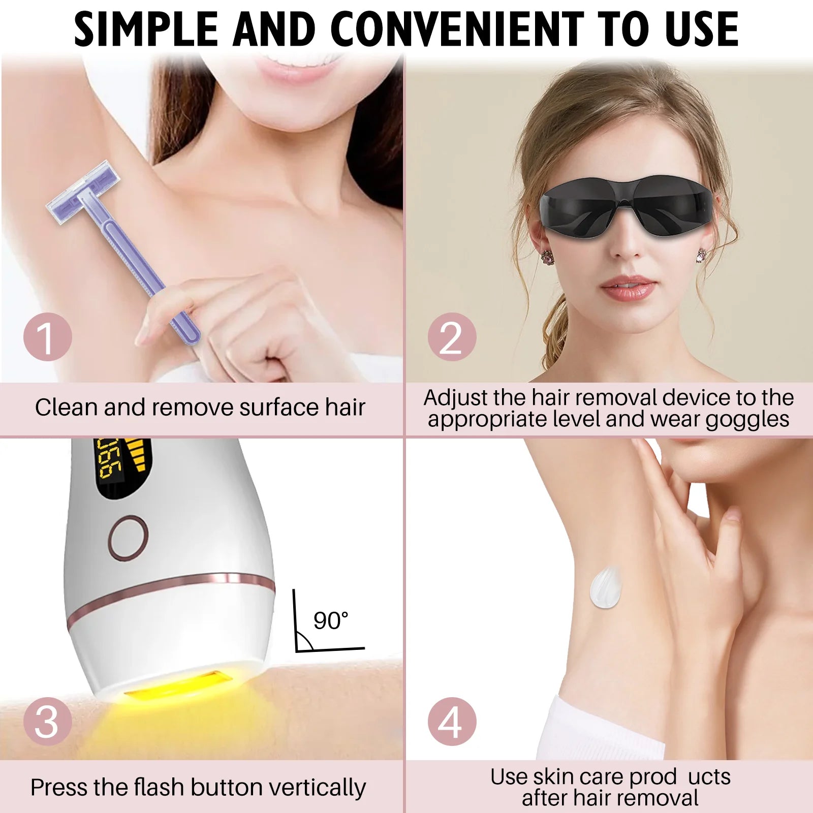 IPL Laser Hair Removal for Women Men Facial Bikini Whole Body 999999 Flash Painless Permanent Hair Removal Device