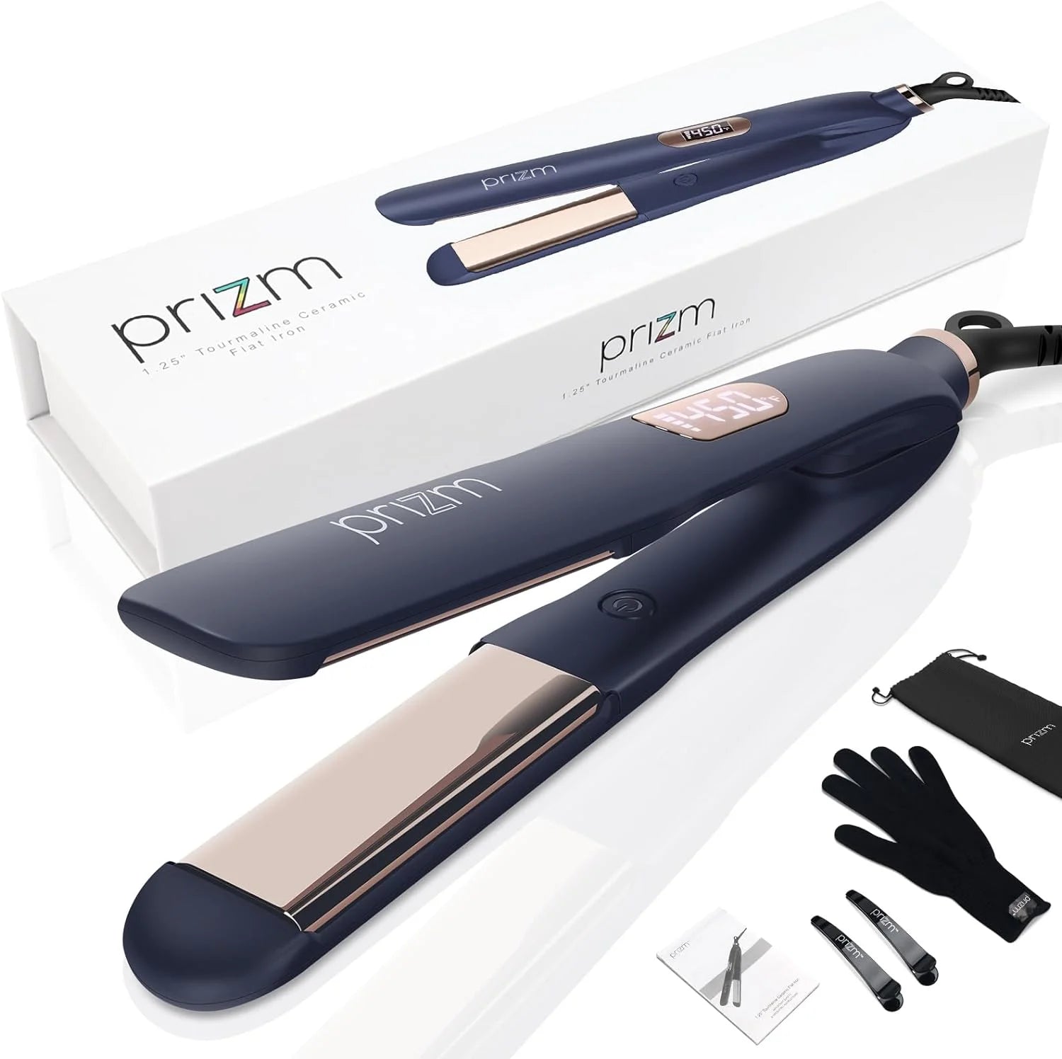 1.25 Hair Straightener & Curler 2 in 1, Tourmaline Ceramic Flat Iron for All Hair Types, Fast Heating, LCD Temp Display, 60 Min Auto Shut Off, Ionic Hair Care