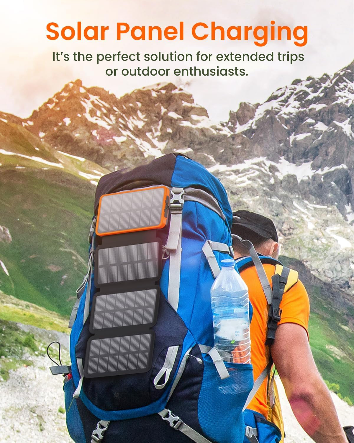 Solar Charger Power Bank 25000Mah - 3A Fast Charge Solar Phone Charger PD QC 3.0 Battery Pack with 4 Solar Panels, 3 USB Ports for Smartphones Tablets Outdoor Camping Hiking