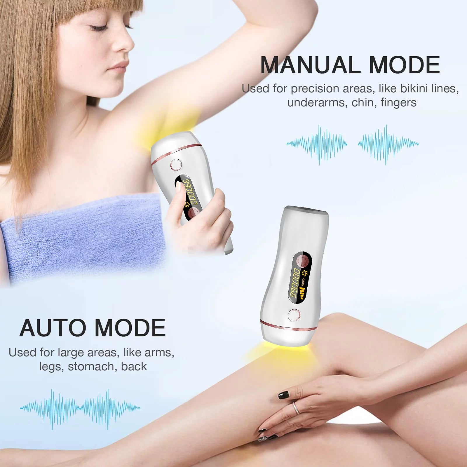 IPL Laser Hair Removal Device, 2-In-1Painless Hair Remover for Women and Men, 5 Modes with Razor & Goggles