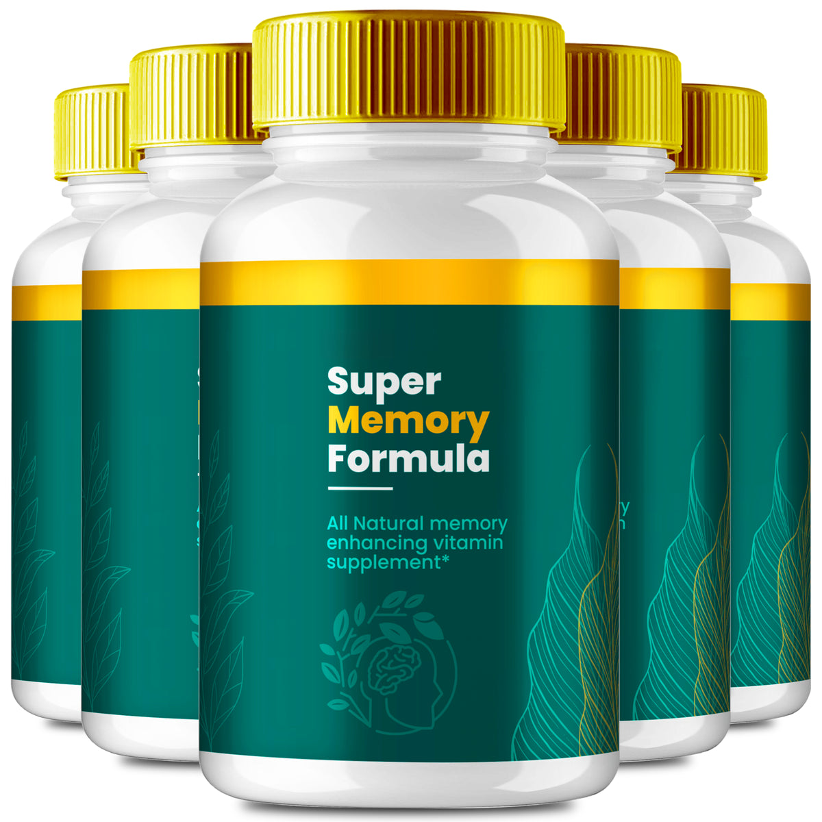 (5 Pack) Super Memory Formula Capsules, Brain Supplements Pills (300 Capsules)