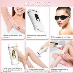 IPL Hair Removal for Women, Permanent Laser Hair Removal 999,900 Flashes, at Home Use Painless Hair Remover on Whole Body for Women Face Body Bikini,Hair Treatment Home Use