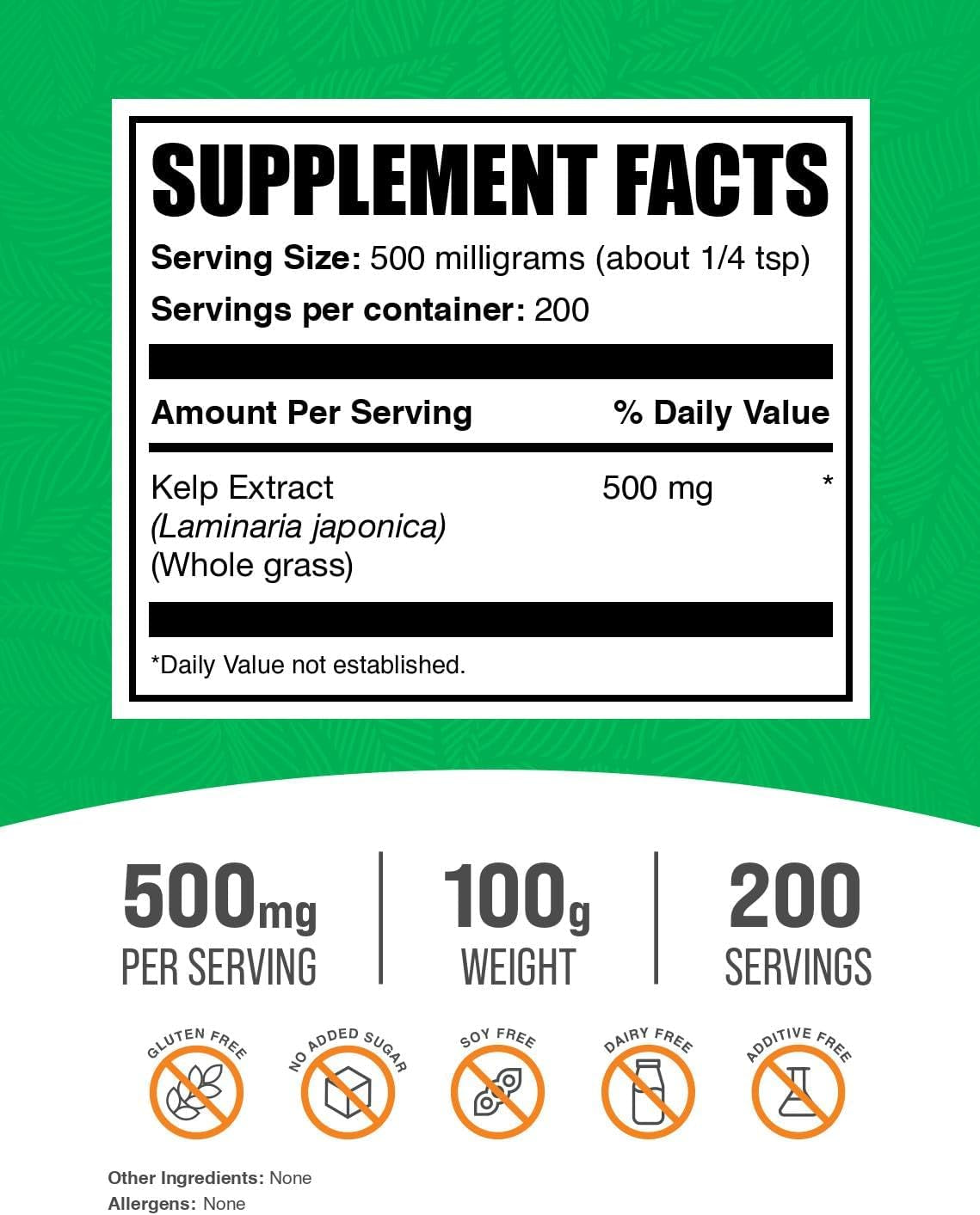 .Com Kelp Extract Powder - Kelp Supplement, Kelp Powder, Brown Seaweed Extract - Seaweed Supplement, Gluten Free, 500Mg per Serving, 100G (3.5 Oz) (Pack of 1)