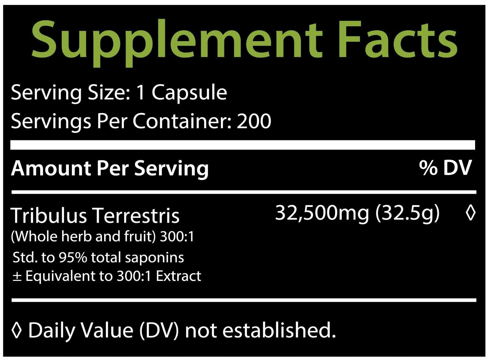 Healthfare Tribulus Terrestris 32,500Mg 200 Caps High Potency Herbal Supplements