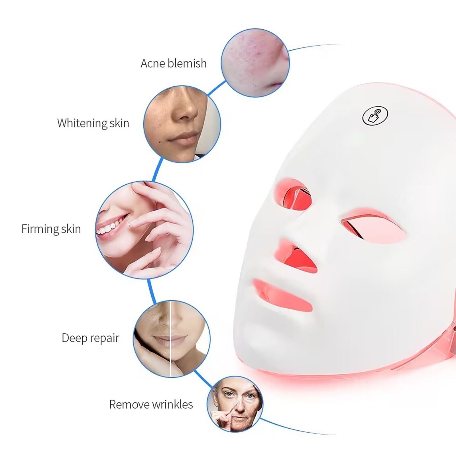 Rechargeable Facial LED Mask 7 Colors LED Photon Therapy Beauty Mask Skin Care