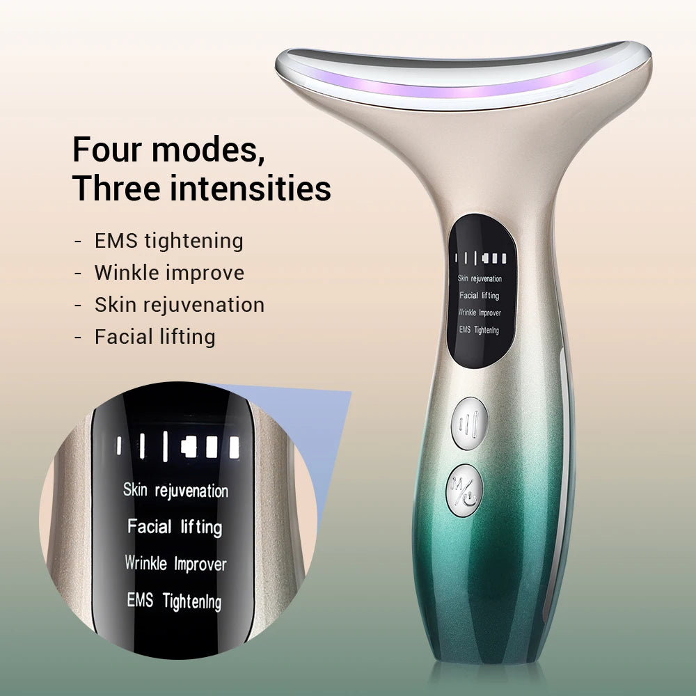 Neck Face Beauty Device 3 Colors LED Photon Therapy Skin Tighten Reduce Double Chin anti Wrinkle Remove Skin Care Tools