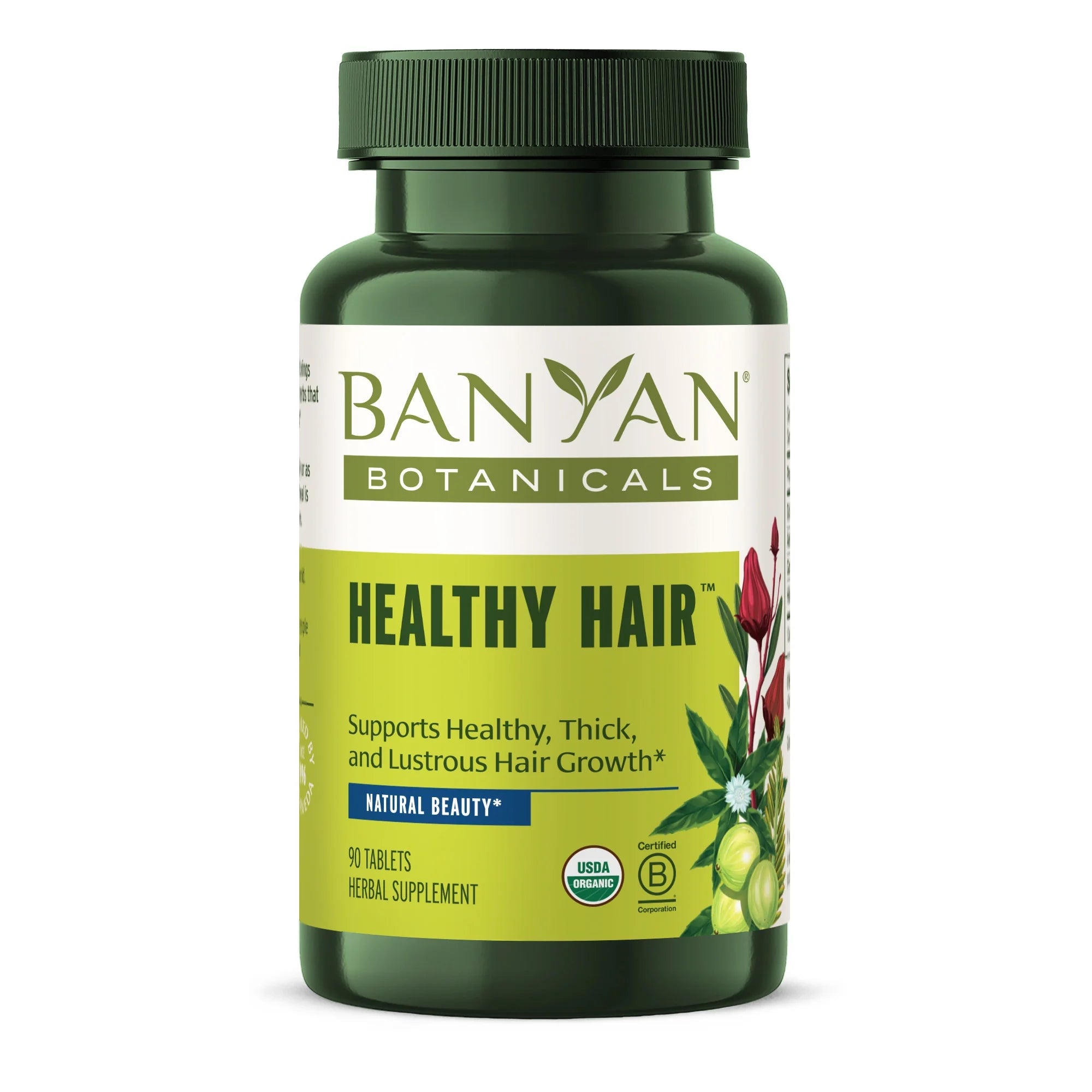 Healthy Hair Tablets – Organic Hair Supplement with Amla & Bhringaraj – Ayurvedic Hair Care for Healthy, Thick & Lustrous Hair* – 90 Tablets – Non GMO Sustainably Sourced Vegan